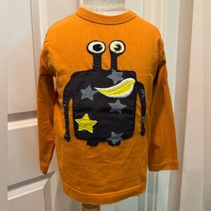Mini Boden 3-4T Iconic Orange Monster Long Sleeve Kids Shirt